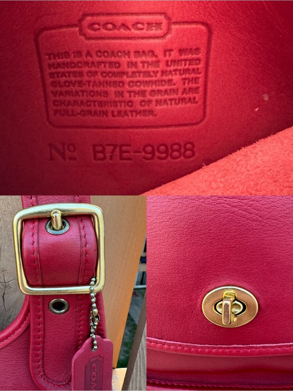 Vintage Coach Berkeley 9988 Red Leather Saddle Bag Brass Hardware Crossbody 90s - Picture 16 of 16
